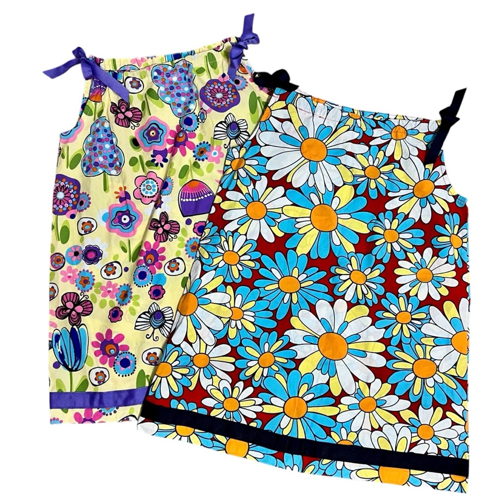 Hanna Andersson 2 Pillowcase Dresses Girls  Size 110 (5/6) Floral Butterfly